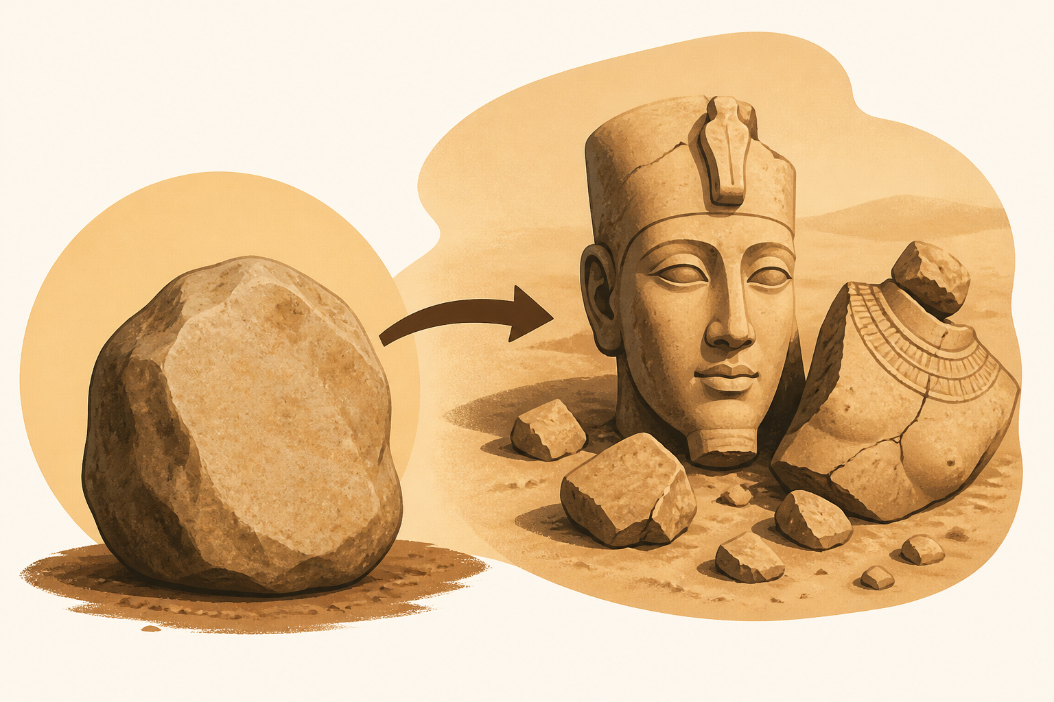 An Egyptian farmer found "an unusual stone." It led archaeologists to pieces of statues for an ancient king.