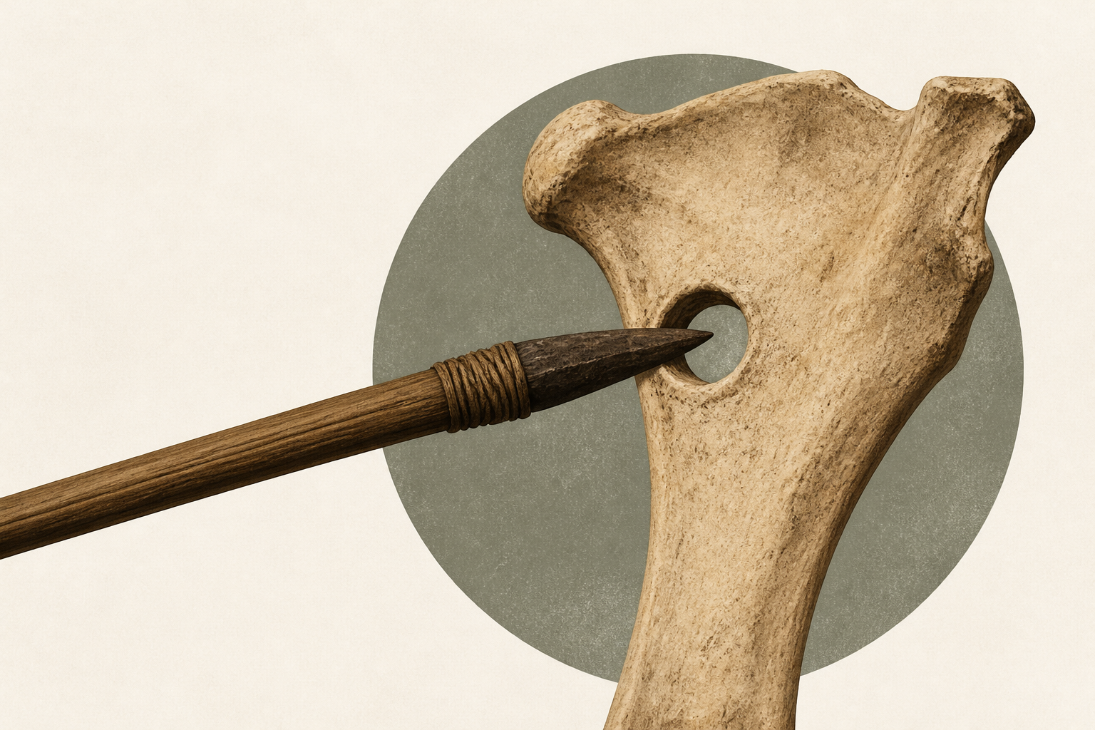 Hole in Neanderthal shoulder bone linked to ancient wooden spear