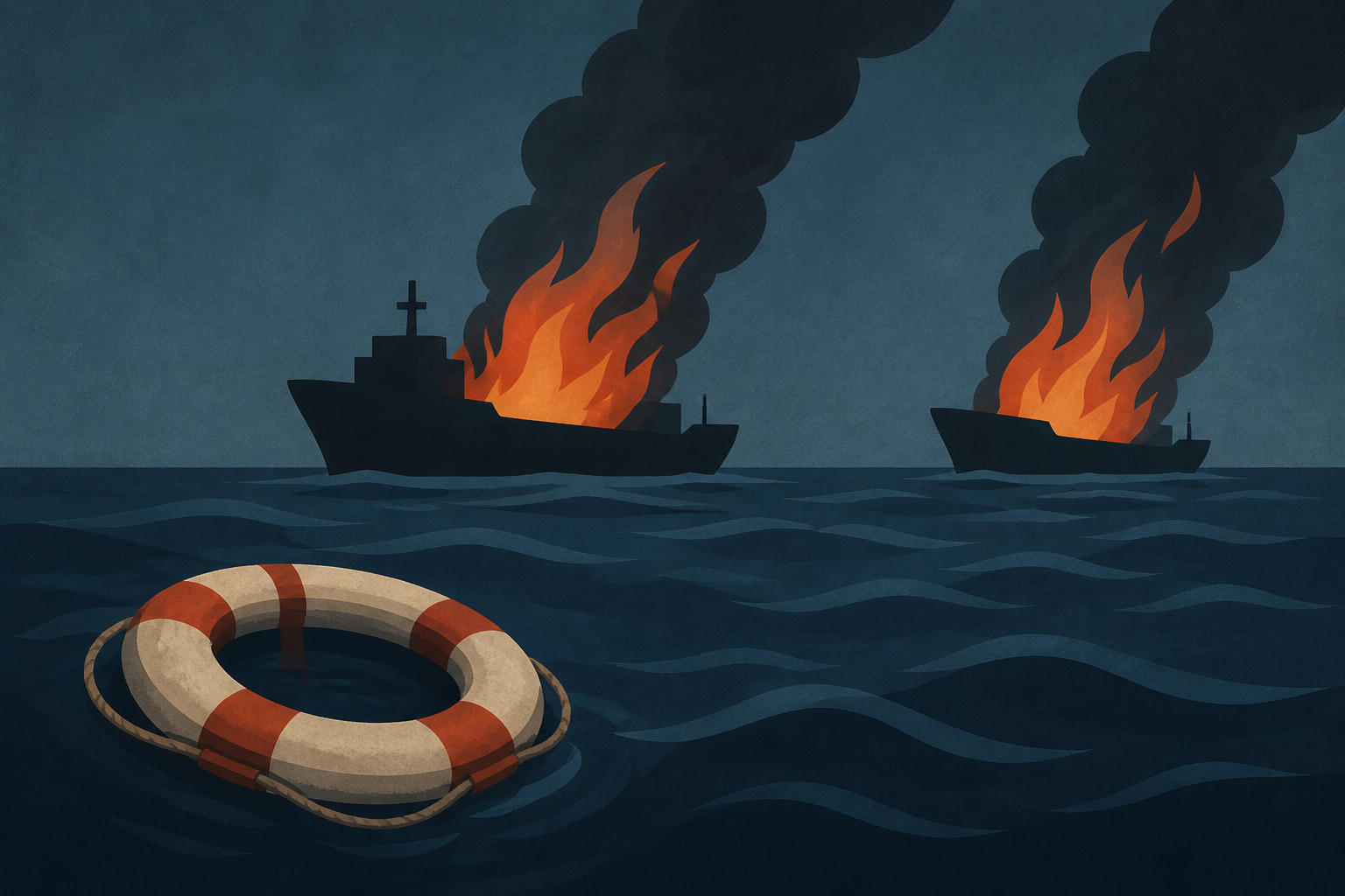 2 ships on fire in Black Sea, 7 crew missing