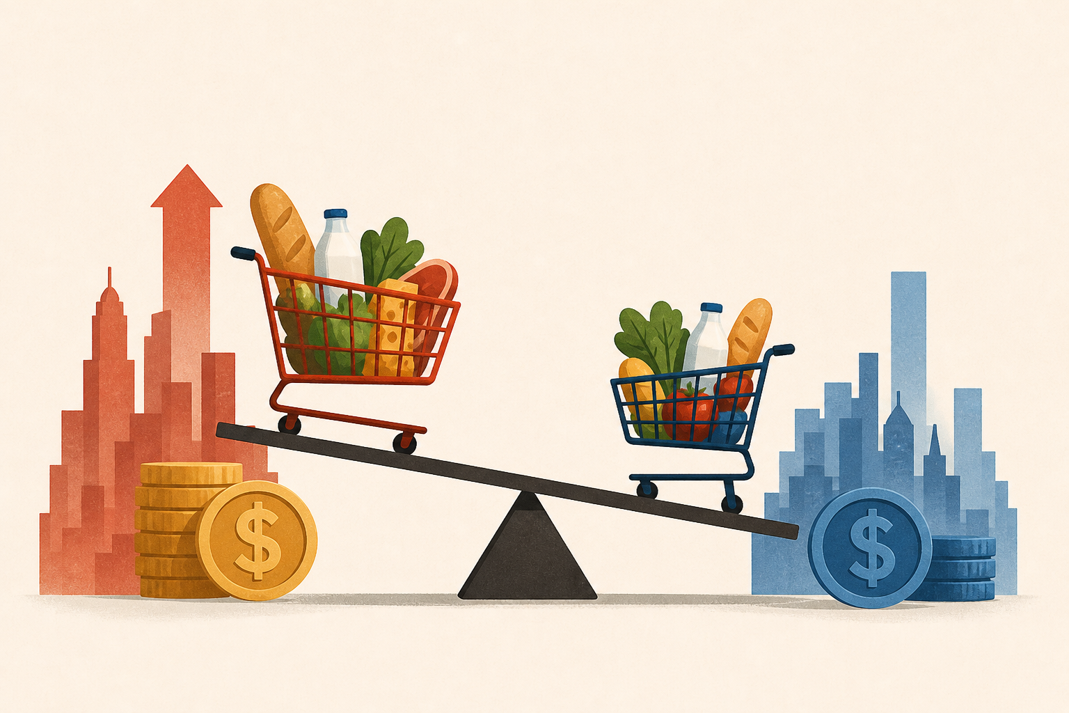 US cities where people spend the most and the least on groceries