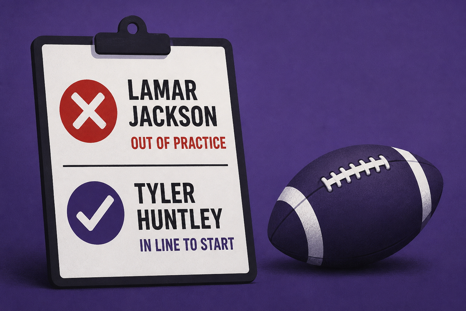 Lamar Jackson out of Friday's practice, Tyler Huntley in line to start