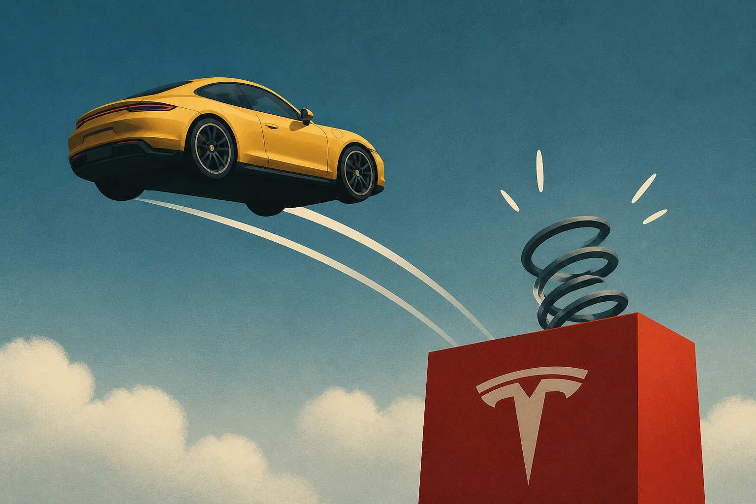 Porsche launched a car on flying Tesla day and the memes are incredible