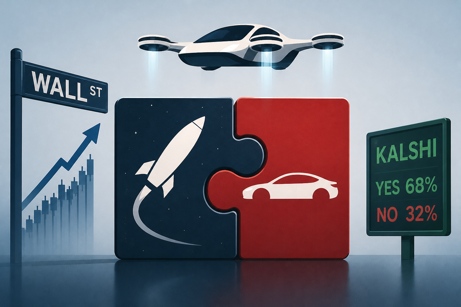 Wall Street, Kalshi bettors eye SpaceX-Tesla merger in wake of ‘flying’ car demo