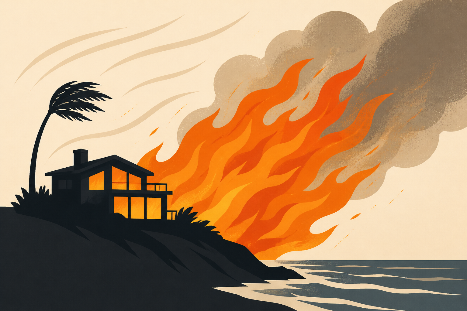 Coastal homes burn as hot winds fuel California fires