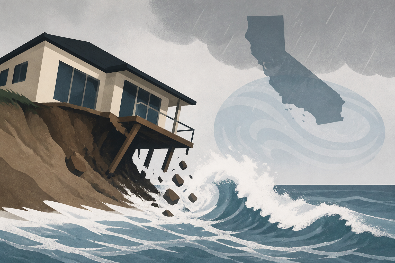 Beachfront homes destroyed as California coastal erosion and El Nino bring historic flooding