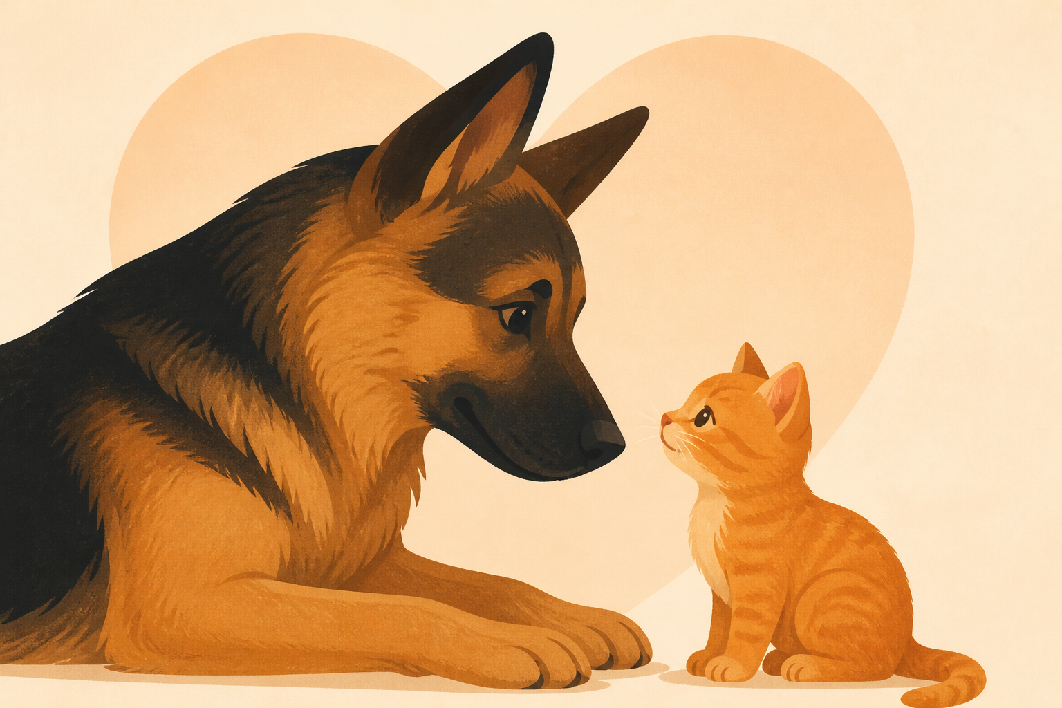 Sweet German Shepherd Always Wanted a Bestie, Then He Met a Tiny Orange Foster Kitten