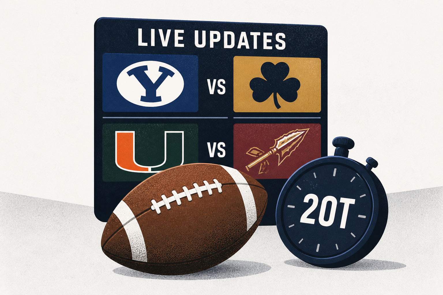 College football scores, live updates: BYU upsets Notre Dame, Miami survives 2OT thriller against Florida State