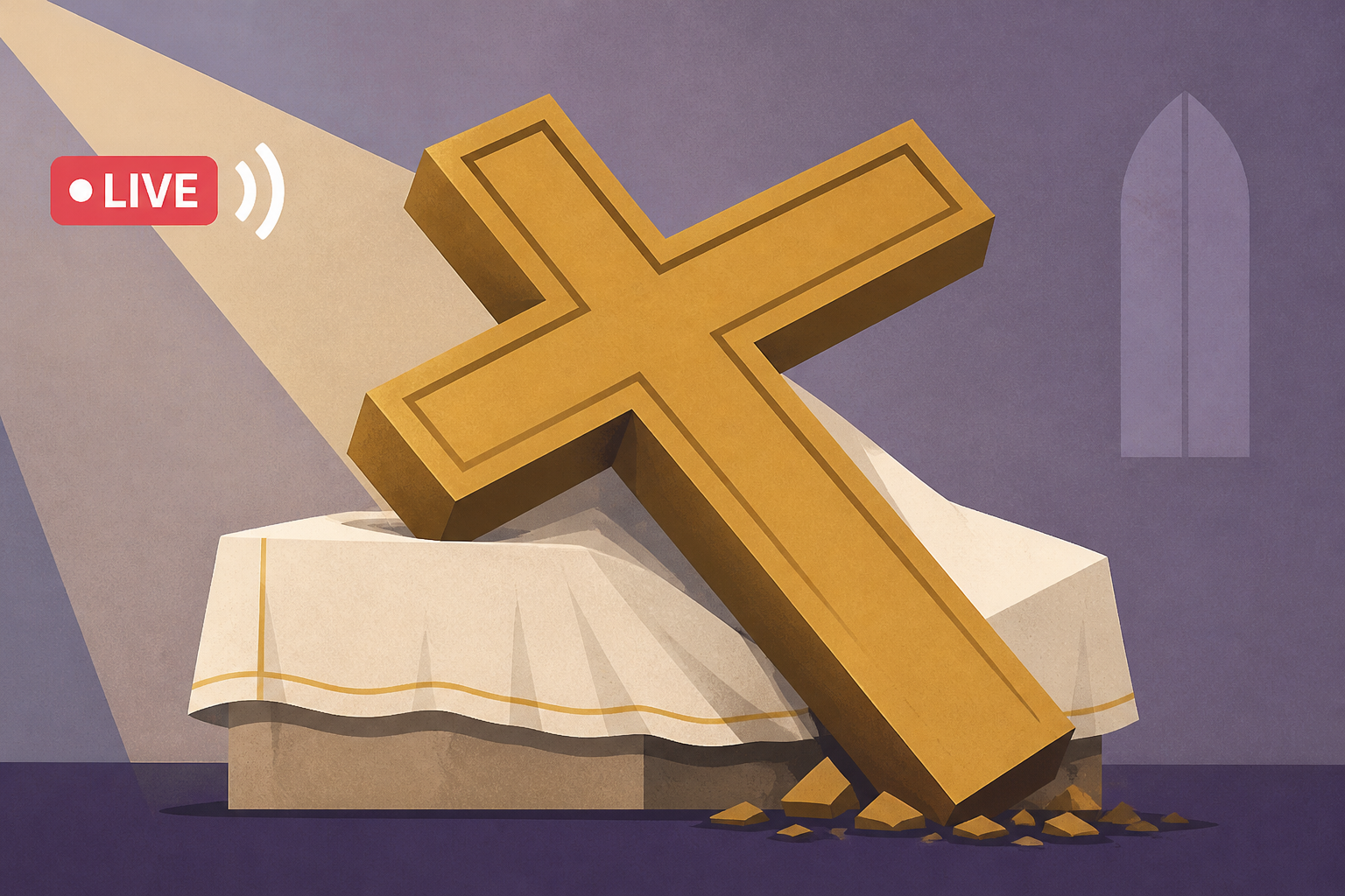 Church horror as priest is crushed to death by giant altar cross during livestreamed mass
