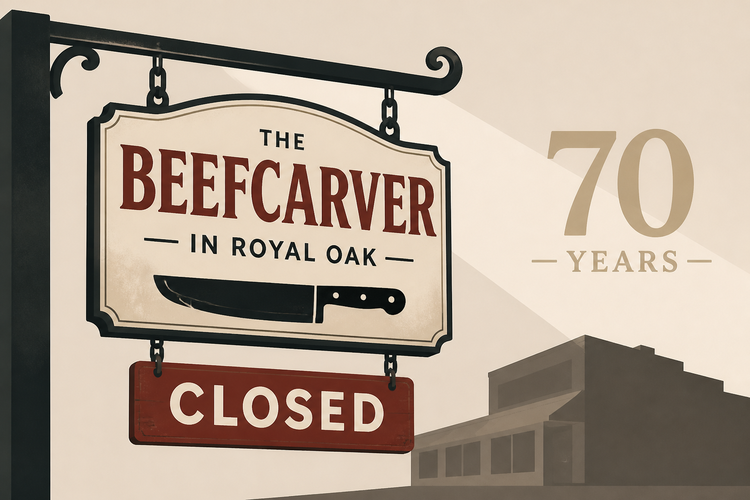 Sign of the Beefcarver in Royal Oak closing after 70 years