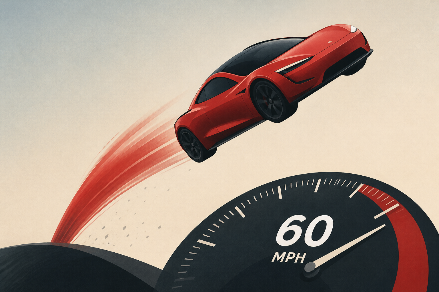 Tesla Roadster flies, flips and hits 60 mph in a flash