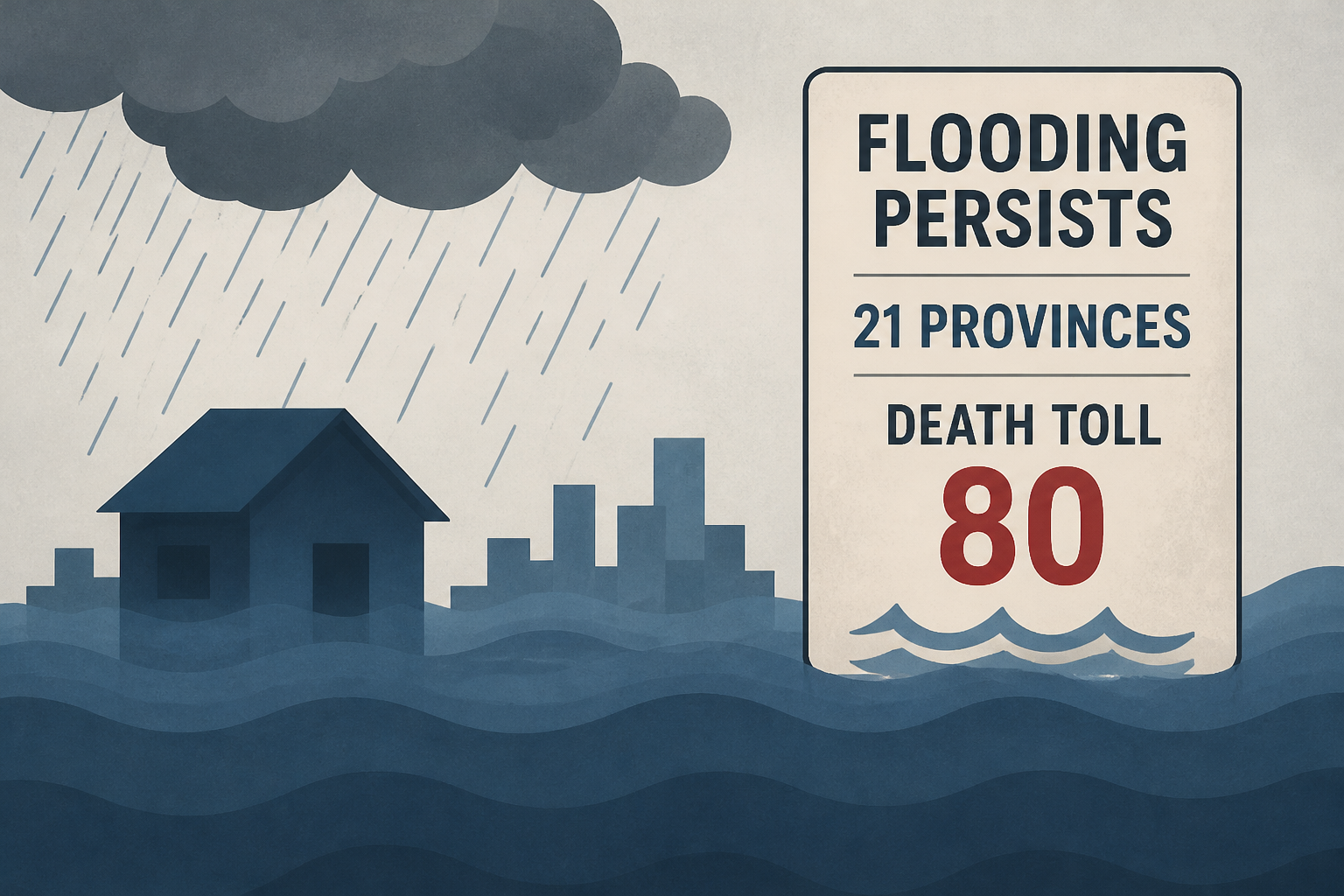 Flooding persists in Bangkok, 21 provinces, death toll 80