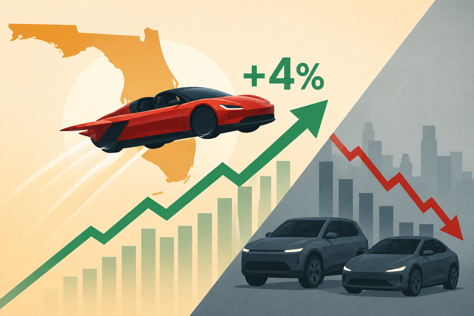 Tesla Rises 4% as DeSantis Vows to Make Flying Roadster Legal in Florida; Rivian and Lucid Slip