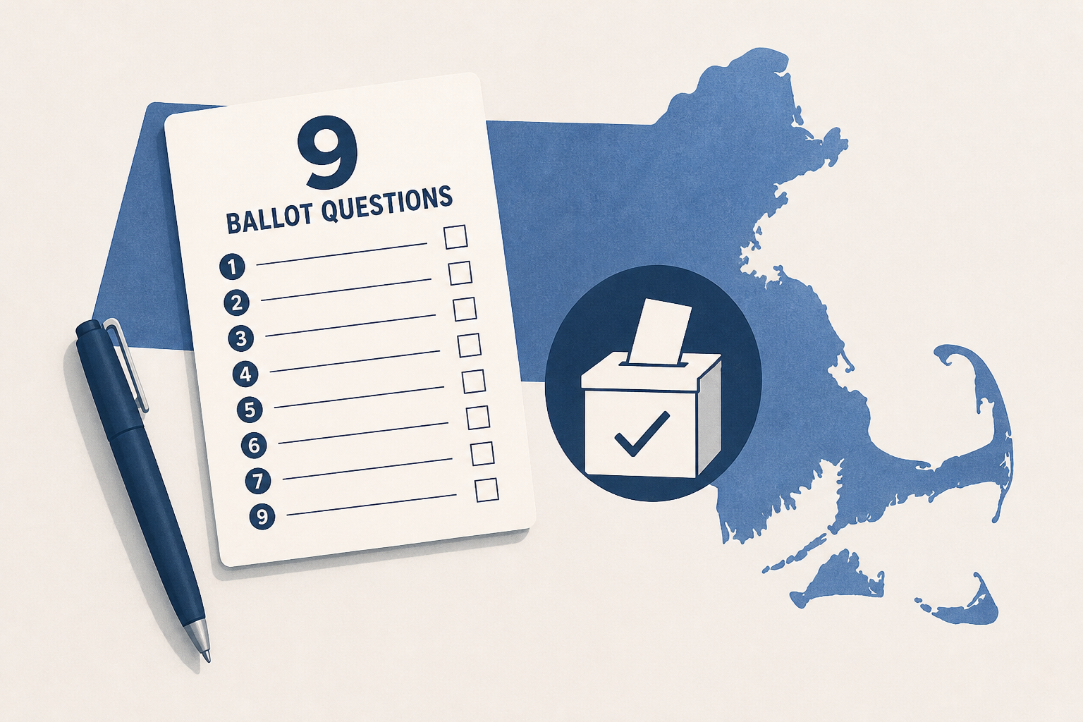 Here are all 9 of our Massachusetts ballot question explainers - plus some tips for managing all of them