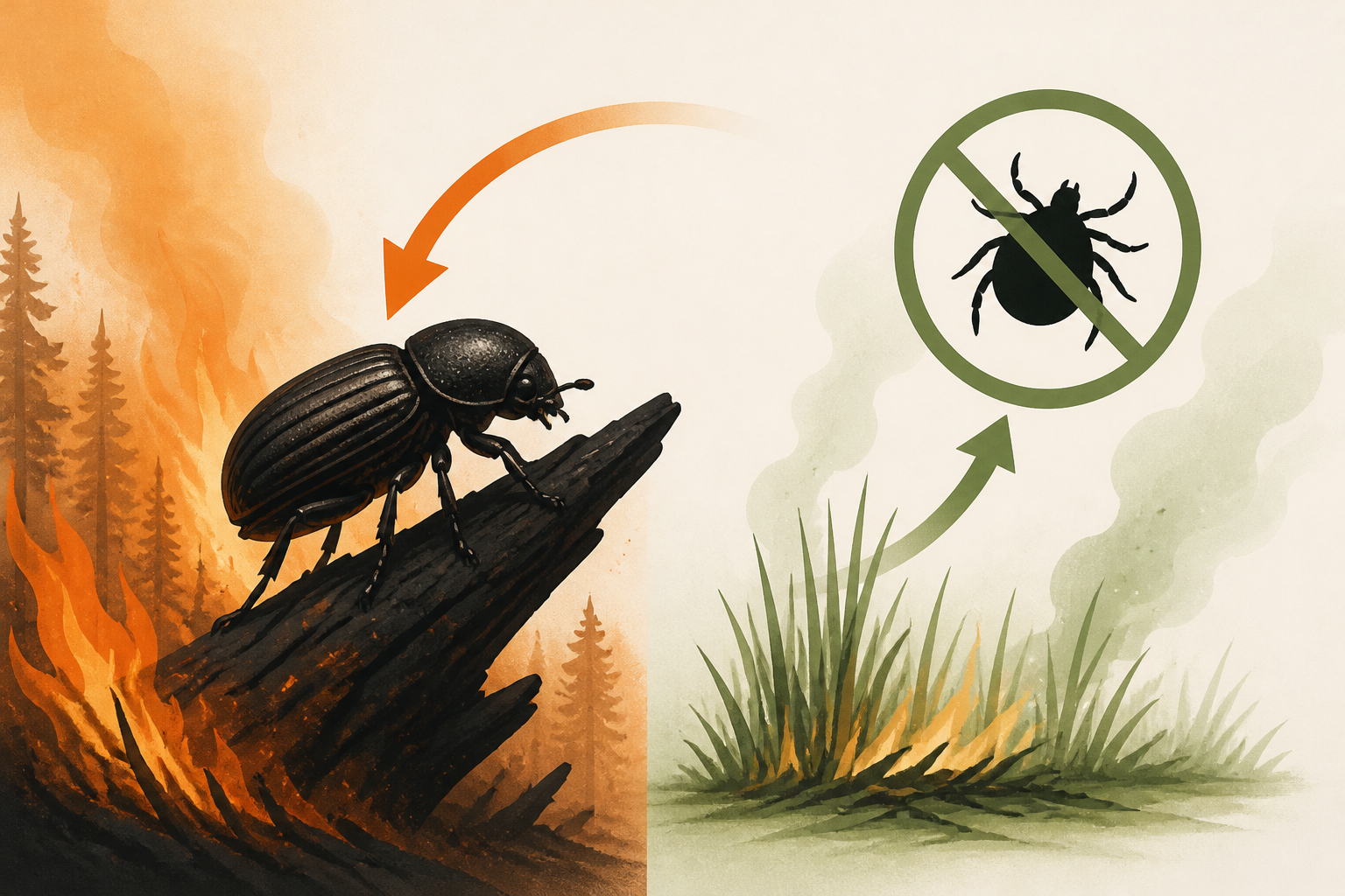 Wildfires attract thousands of these beetles while controlled burns kill ticks