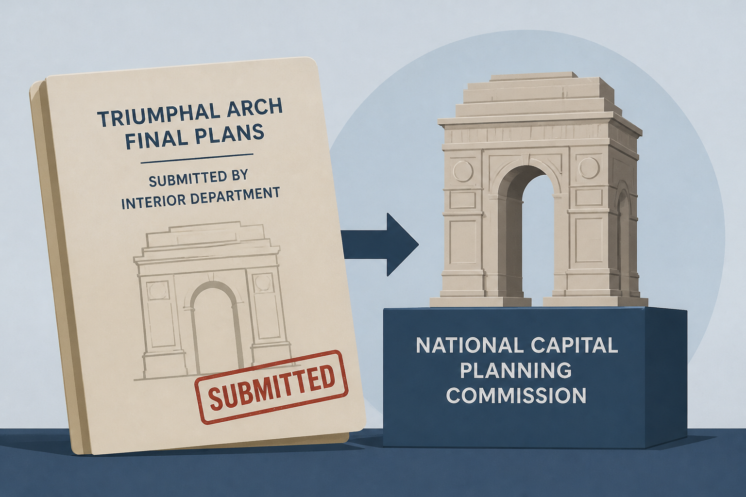 Triumphal Arch final plans submitted by Interior Department to National Capital Planning Commission