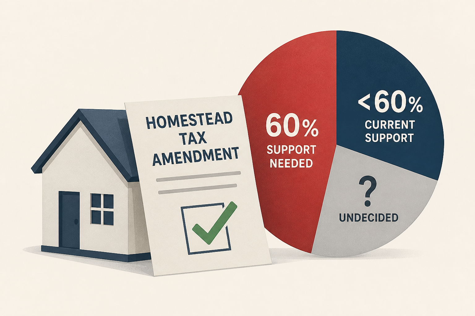 Homestead tax amendment falling short in 60% support needed to pass, but many remain undecided, UNF poll finds