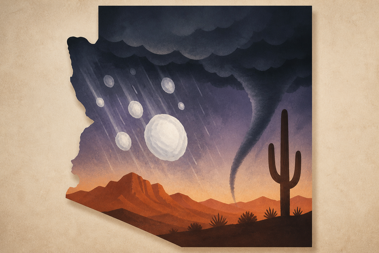 Rare severe storm threat targets Arizona with potential egg-sized hail, tornadoes