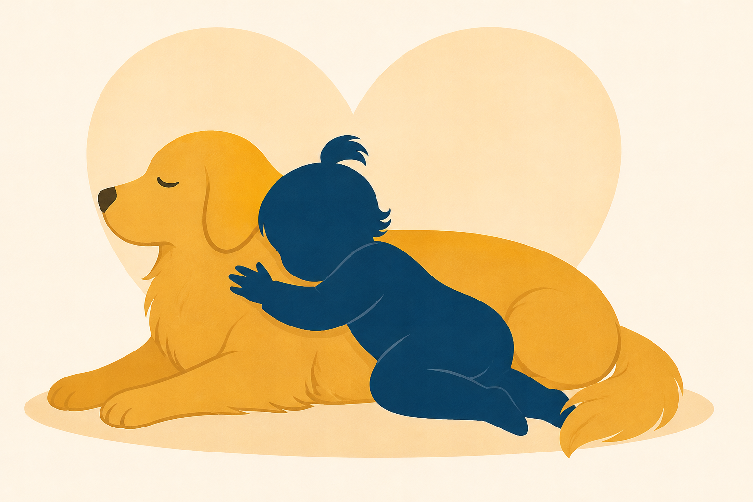 Toddler Hugs Golden Retriever, Then Lies Down Next to Him Like It’s the Safest Place She Knows