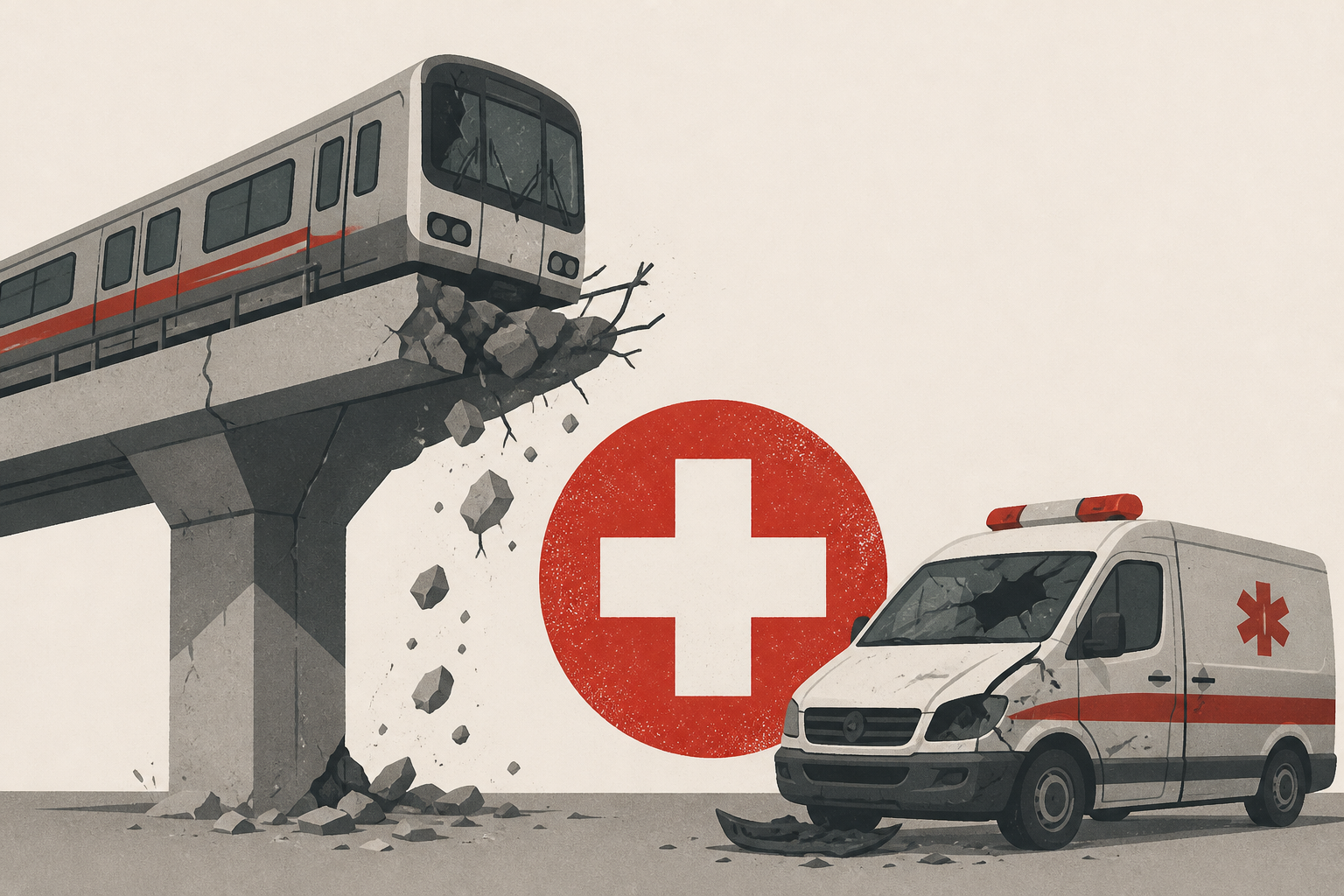 1 Dead, 24 Injured, Metro Bridge and Ambulances Damaged