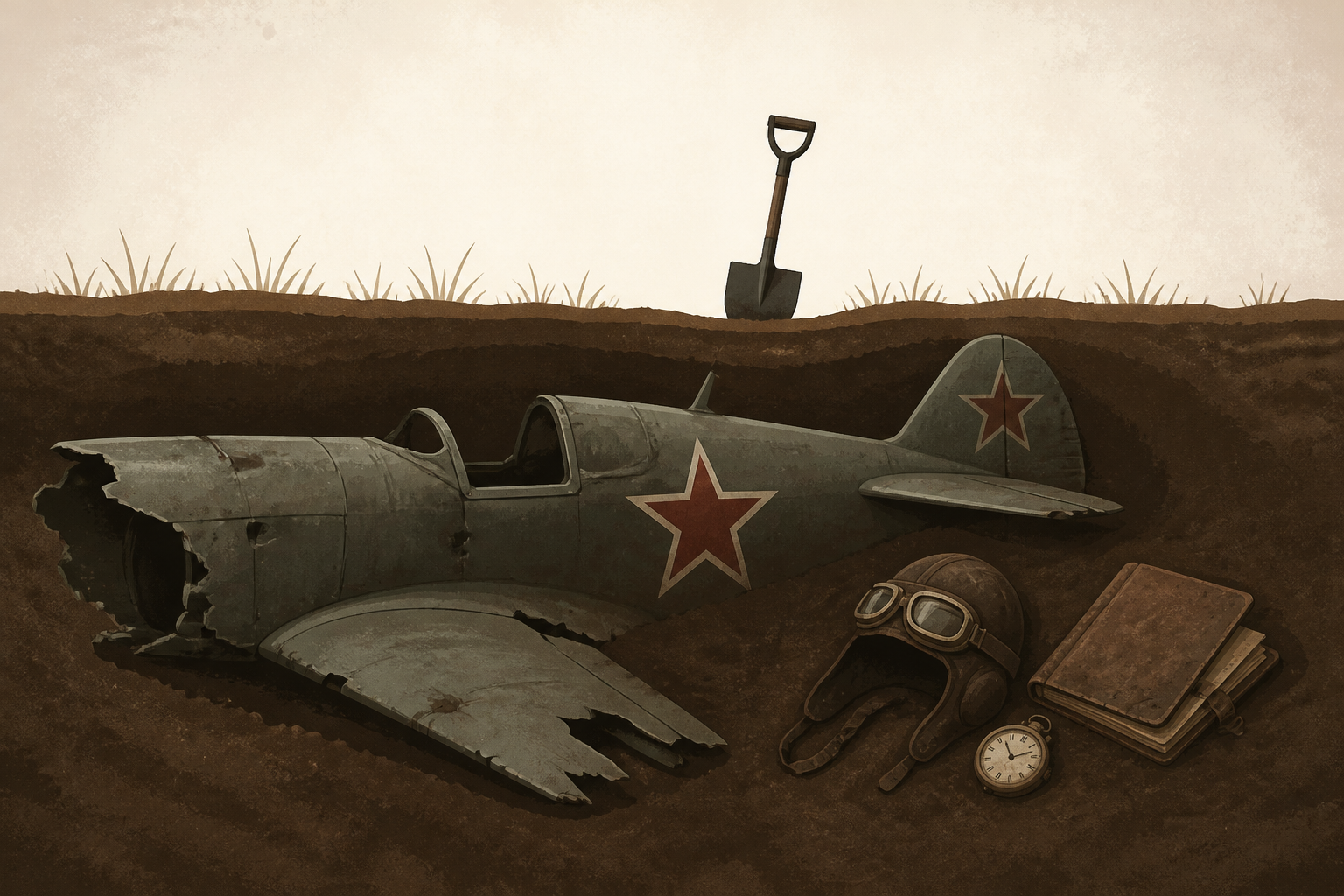 Wreckage of Soviet World War II fighter plane, pilot's personal items found buried underground in Hungary