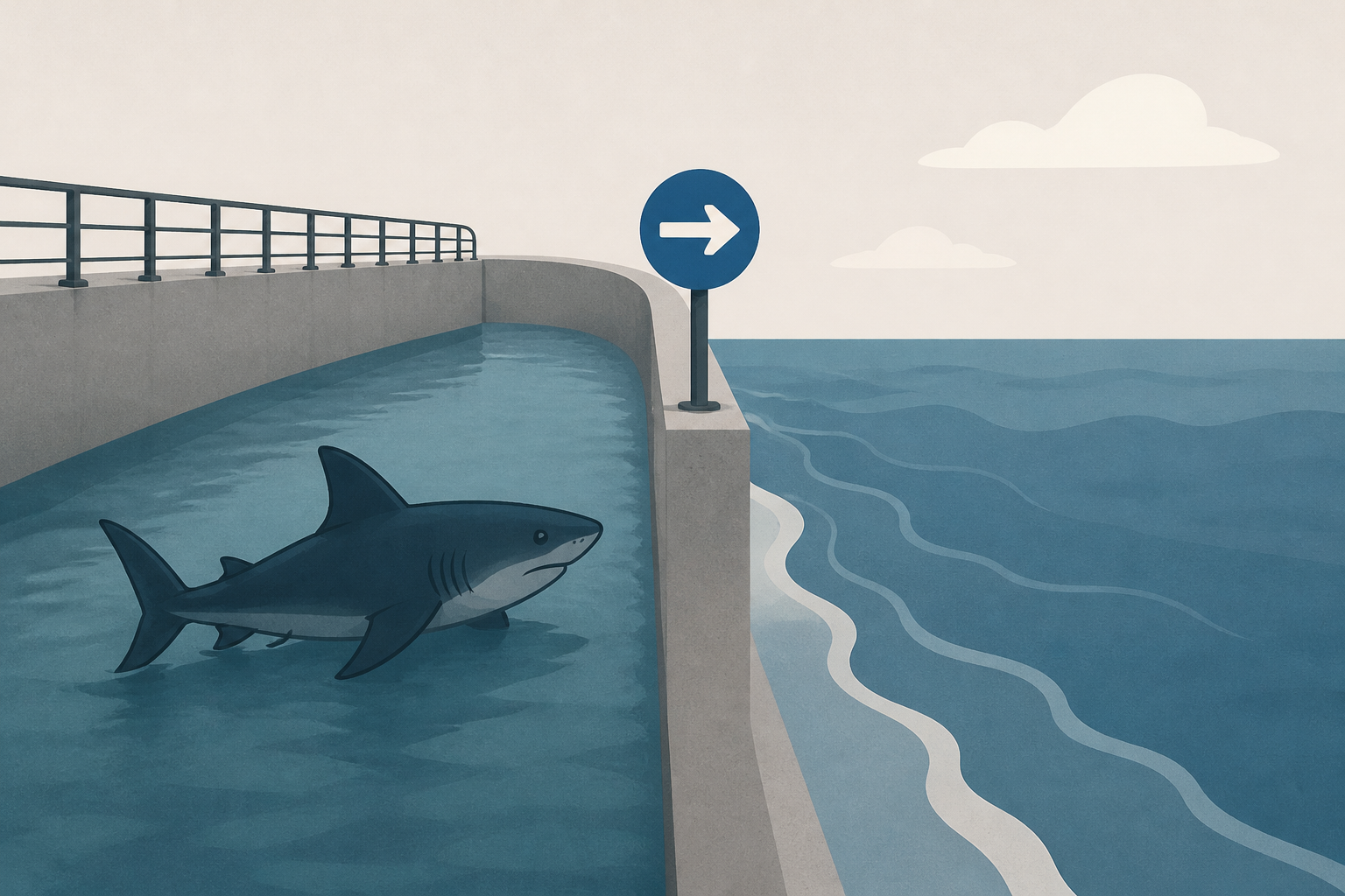 Celebrity shark guided out of Busan canal refuses to swim out to sea