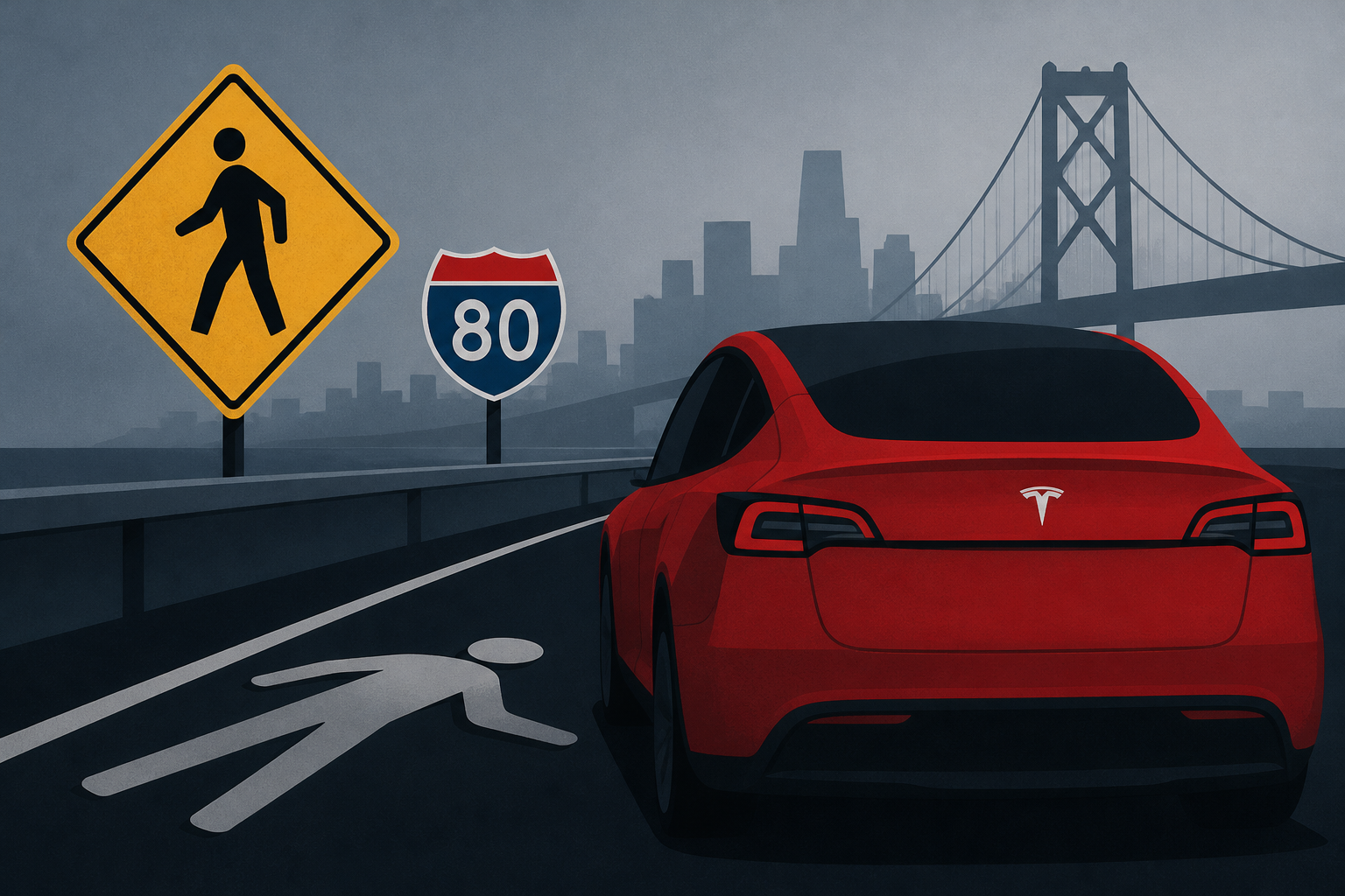 Bay Area Tesla driver hits and kills pedestrian on I-80, CHP says