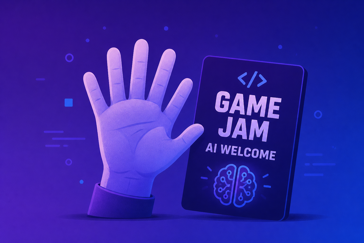 Epic Games is promoting a game jam where AI is welcome with a six-fingered hand.