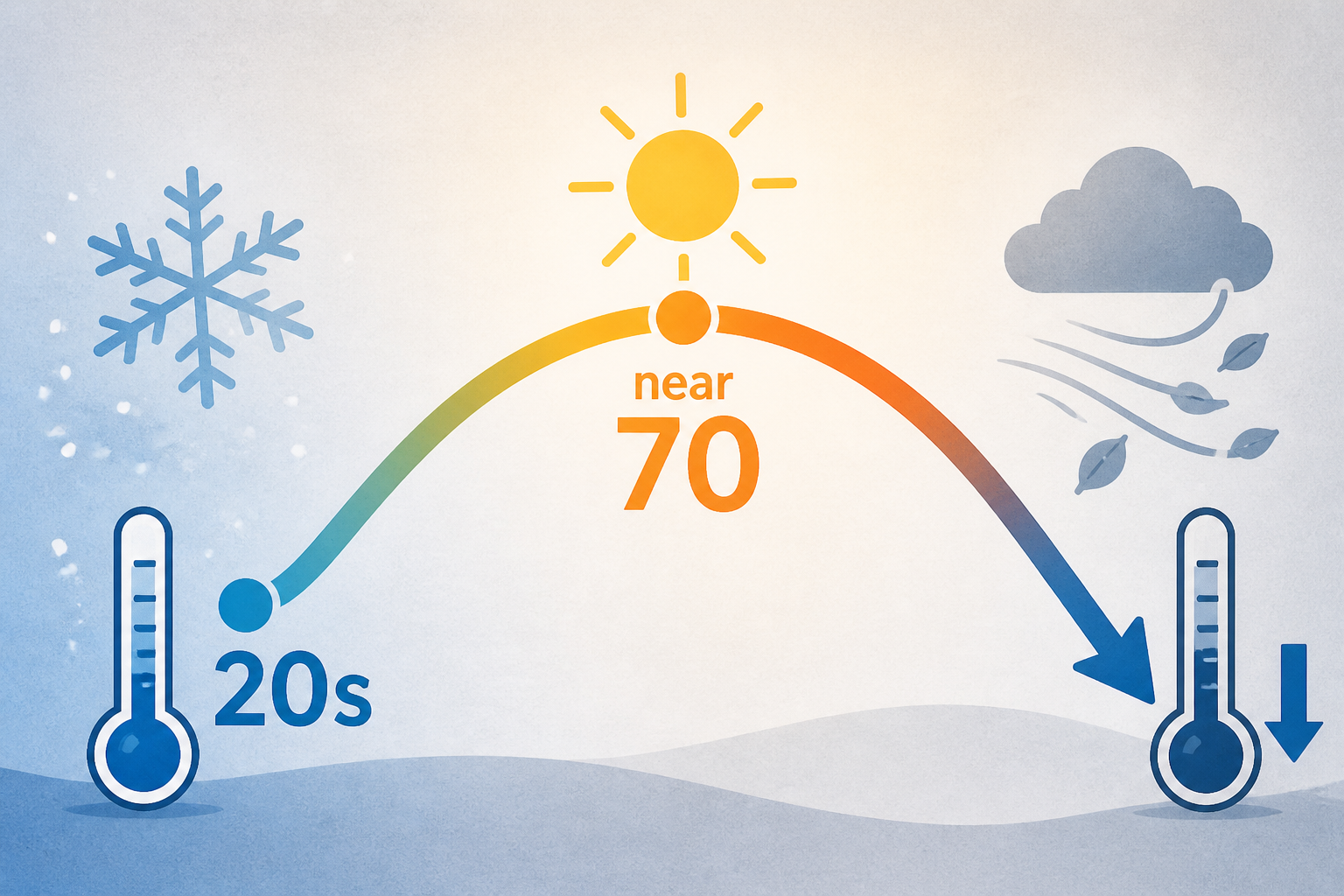 CNY weather: From the 20s to near 70, then temperatures tumble again