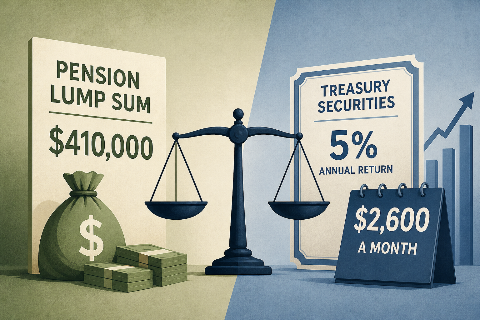 Dad's Pension Will Offer Him $410,000 or $2,600 a Month. He Wants the Lump Sum and 5% Treasuries. The Math Will Be Closer Than He Thinks