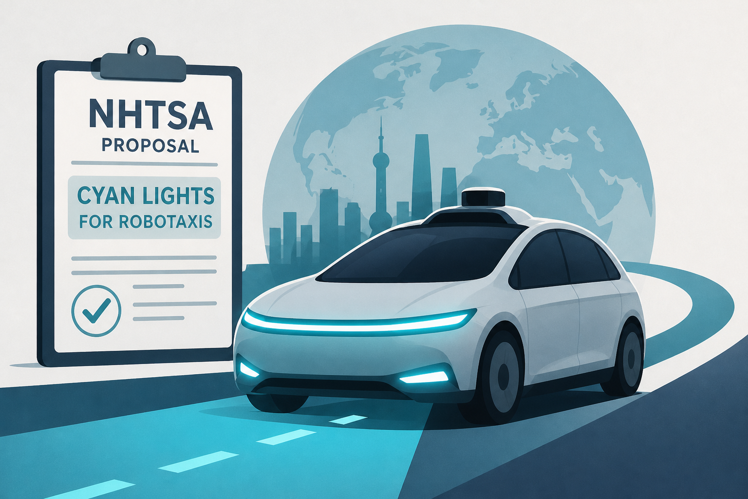 NHTSA proposes cyan lights for robotaxis, following Mercedes/China