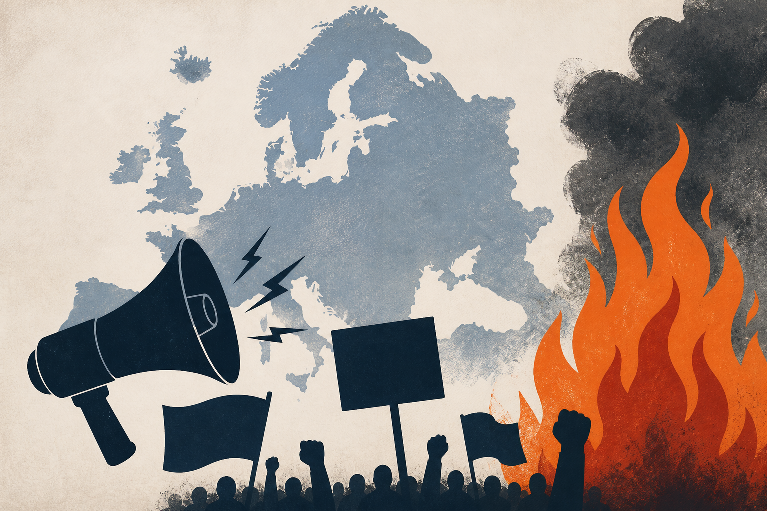 Protests spread across Europe as demonstrators clash with police, set fires