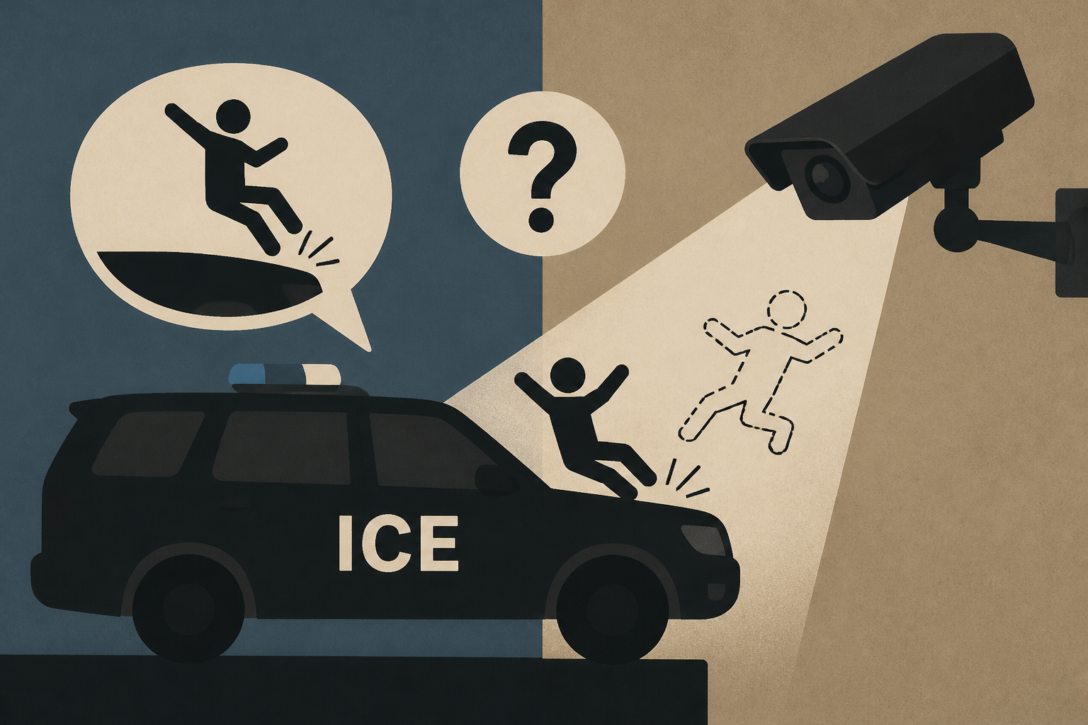 ICE said a man jumped on the hood of their vehicle. Video - and police - say otherwise