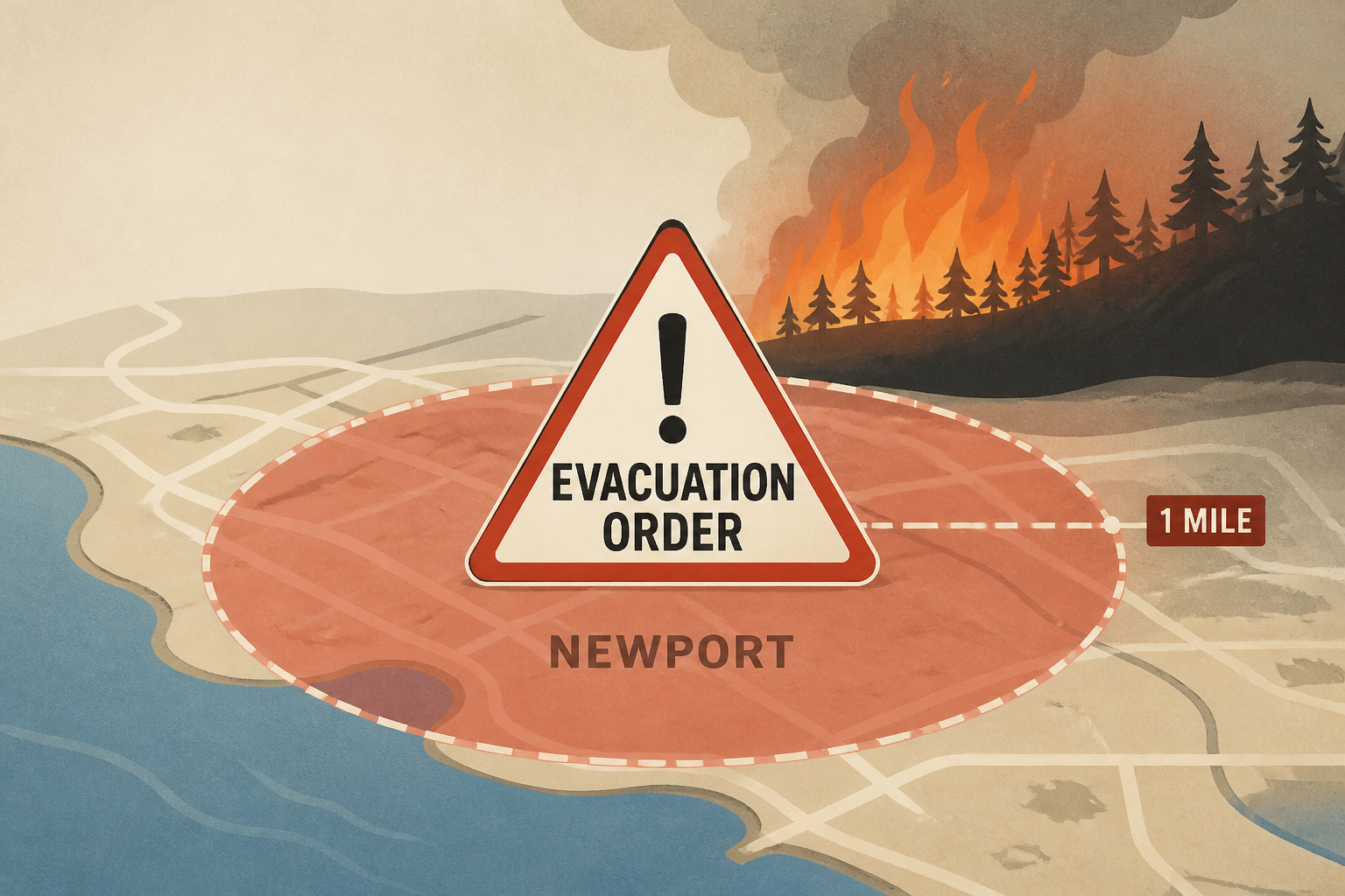 Evacuation orders issued for mile radius around Newport fire
