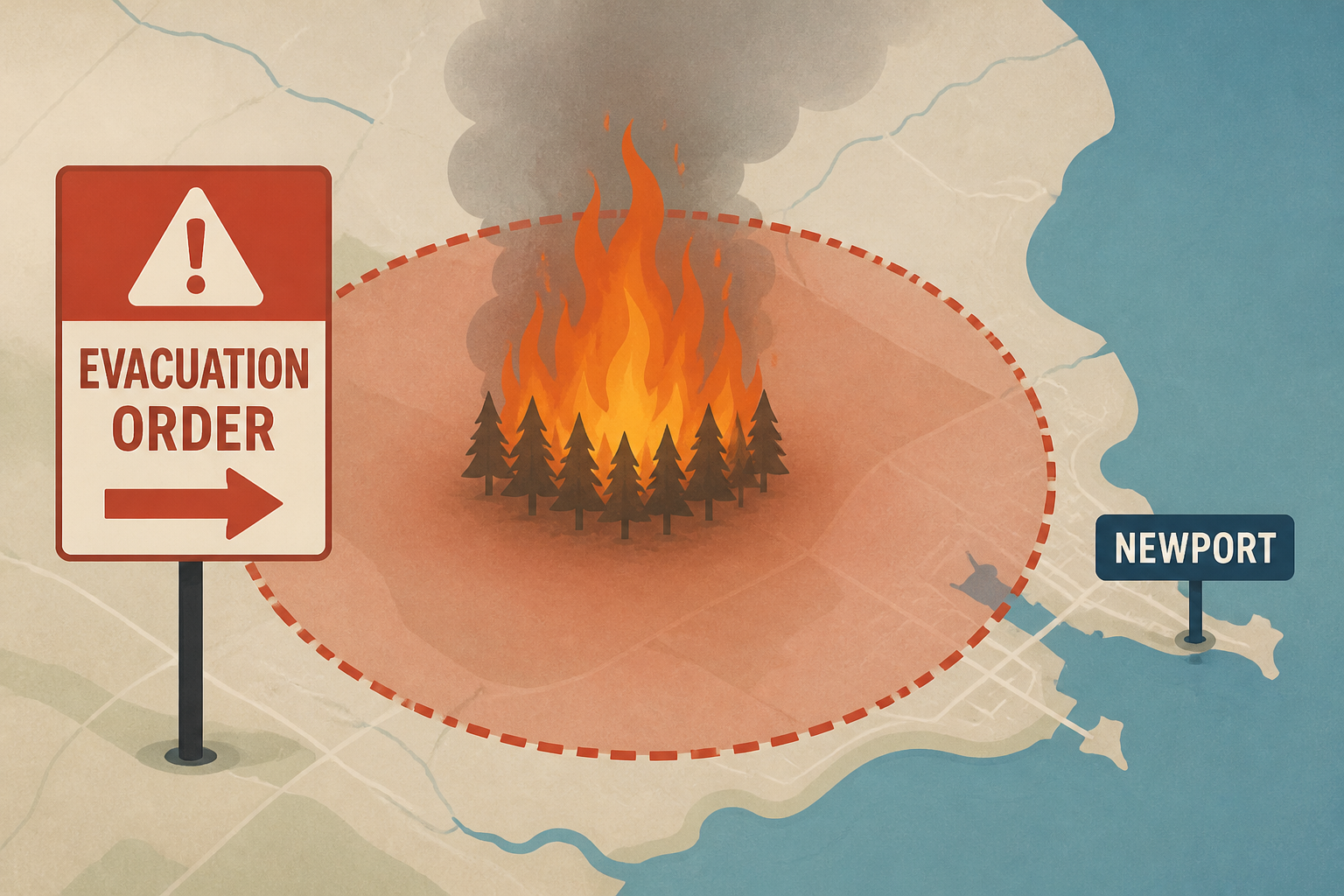 Evacuation orders issued for mile radius around Newport fire