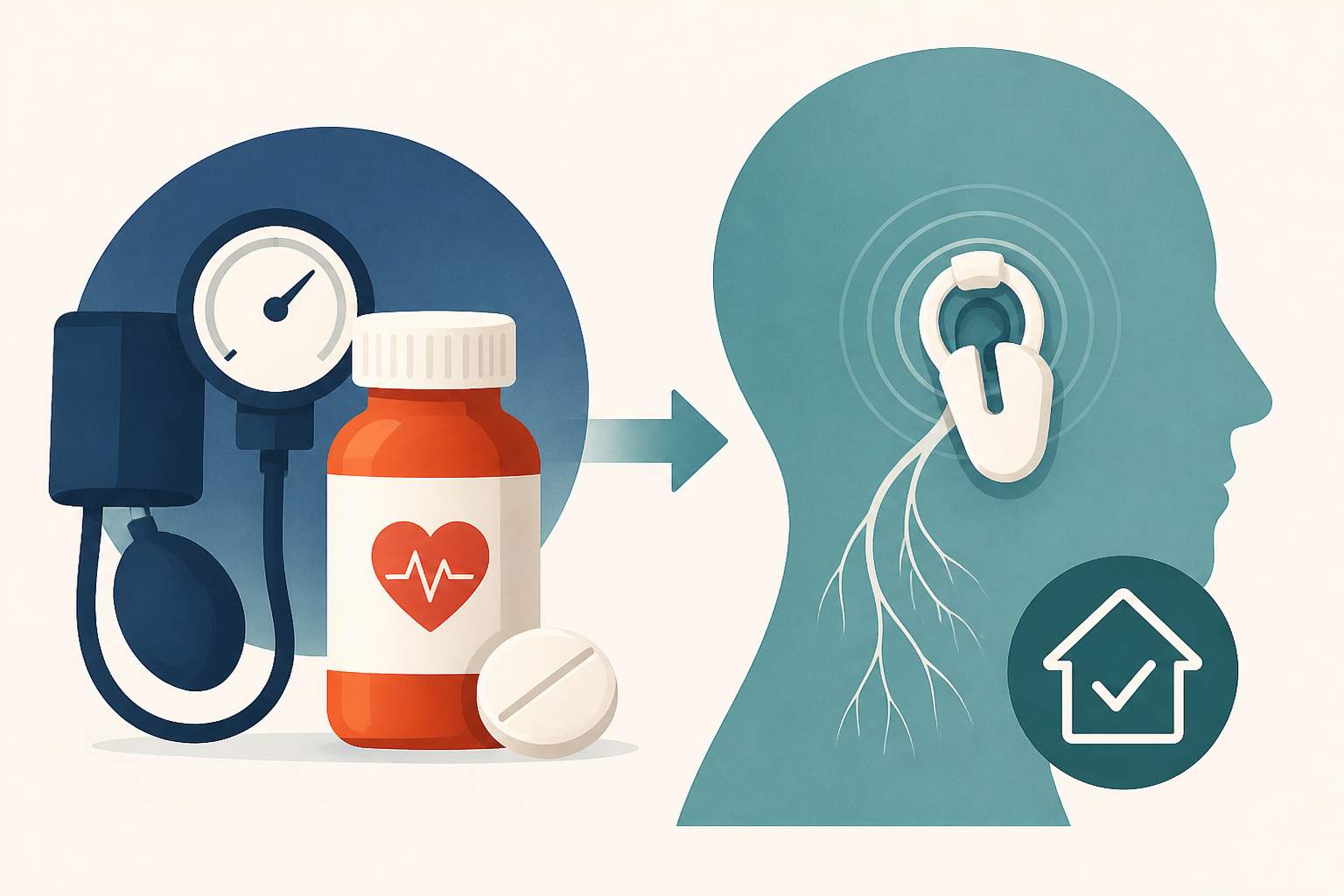 Millions of people high blood pressure pills daily, now scientists are testing a small device that stimulates nerves through ear, and a trial found it safe and easy to use at home
