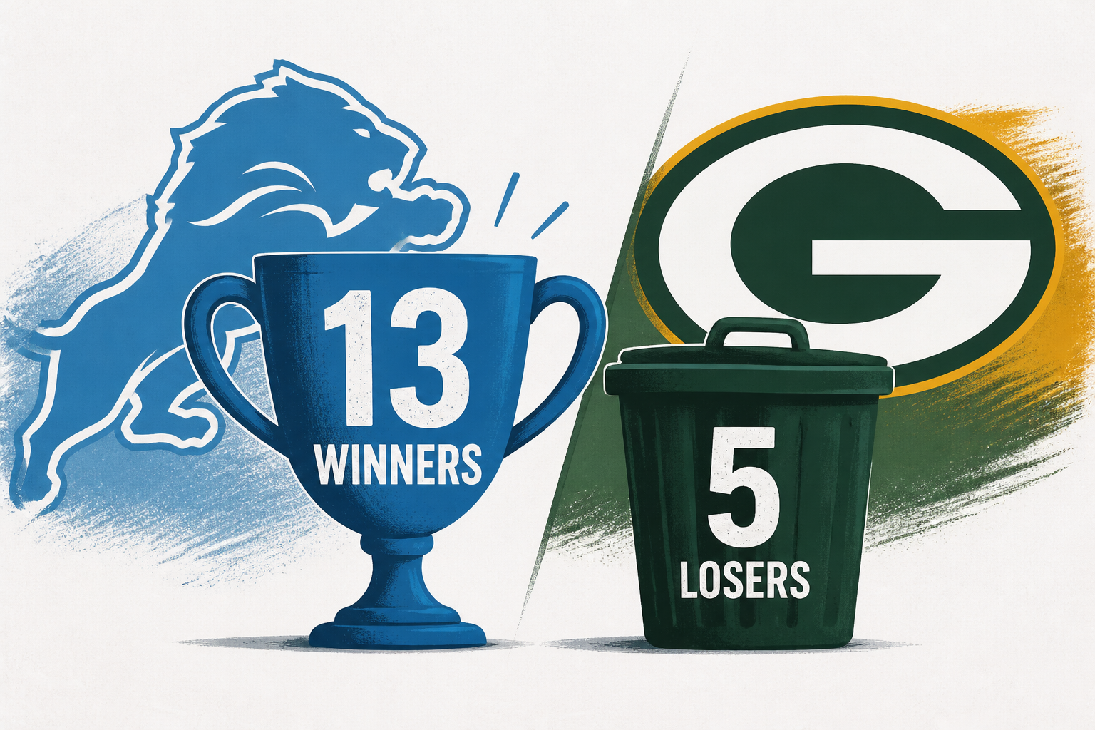 Detroit Lions vs. Green Bay Packers: 13 winners, 5 losers