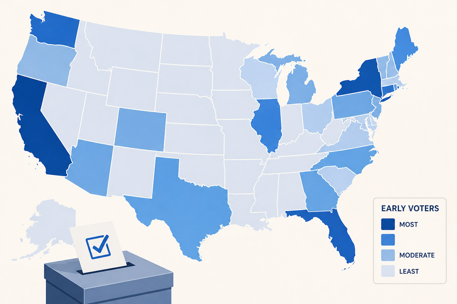 Map Shows States With Most Early Voters So Far