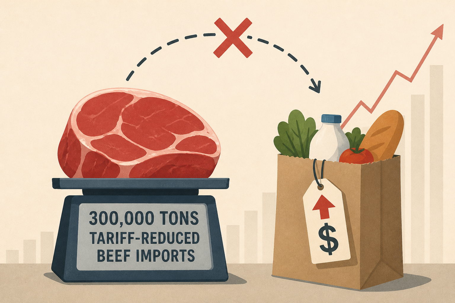 Trump's promise of 300,000 tons of tariff-reduced beef imports to reduce grocery costs falls short