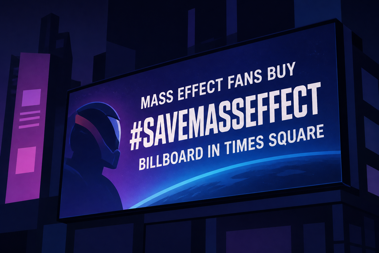 Mass Effect Fans Buy SaveMassEffect Billboard in Times Square