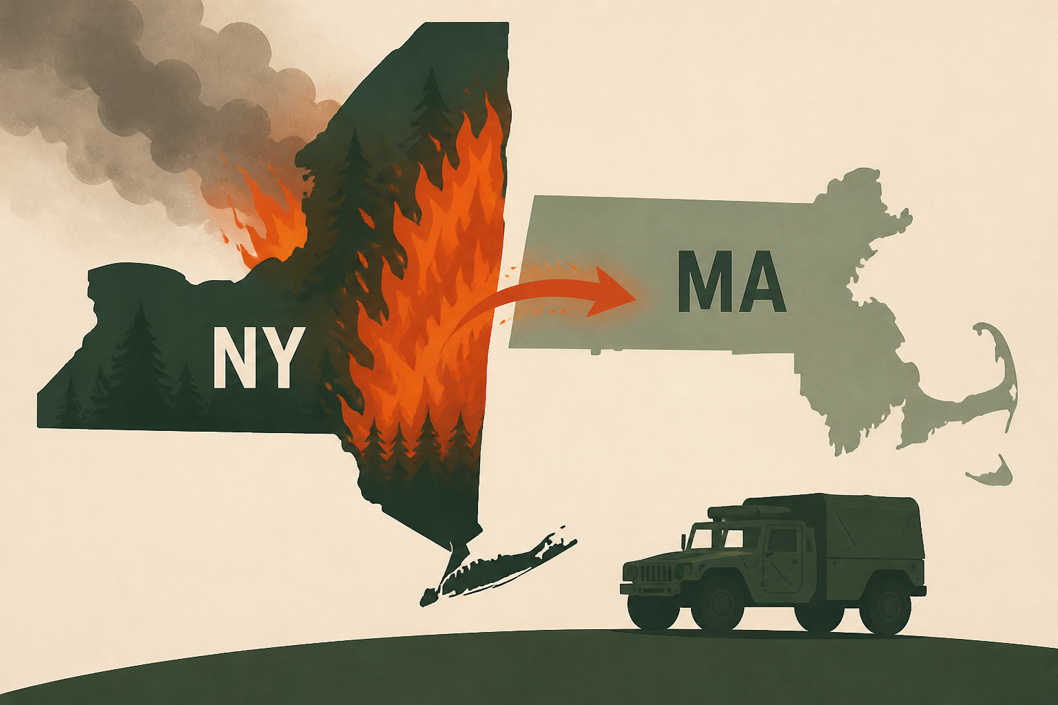 Wildfire spreads from New York into Mass., prompting National Guard response