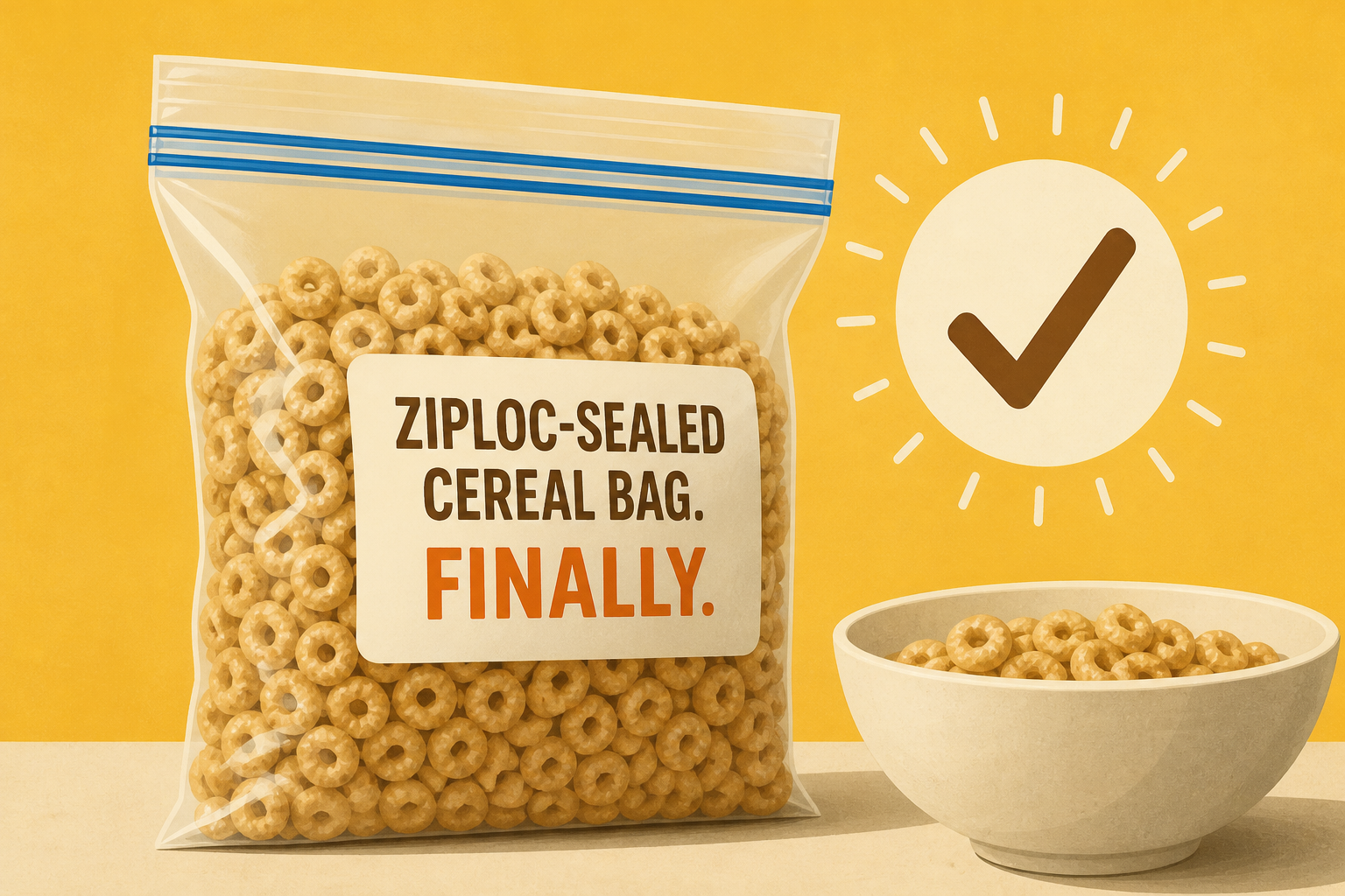 Cheerios introduces a Ziploc-sealed cereal bag. Finally.