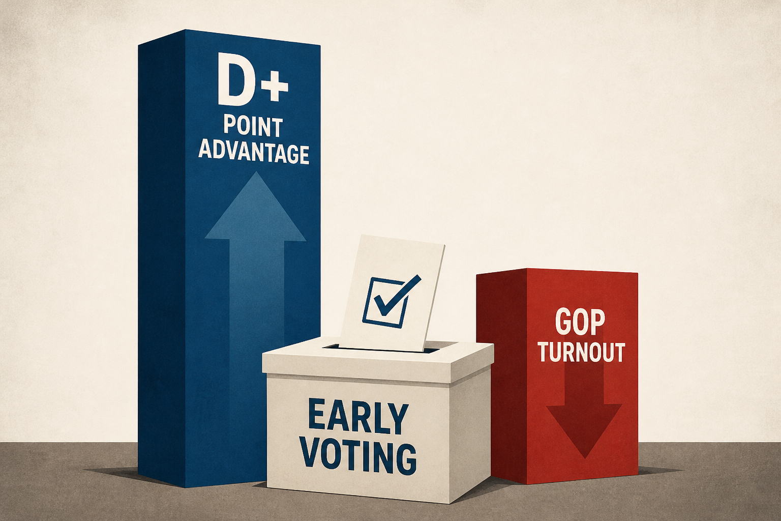 point advantage in early voting as GOP turnout drops sharply