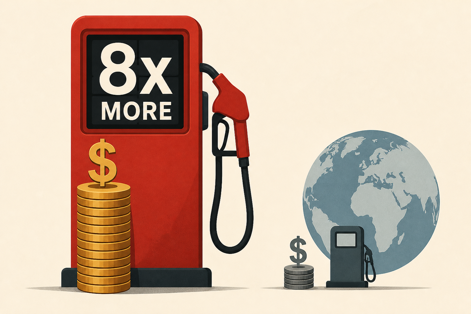 American consumers are paying 8x more in fuel costs than the rest of the world, report finds