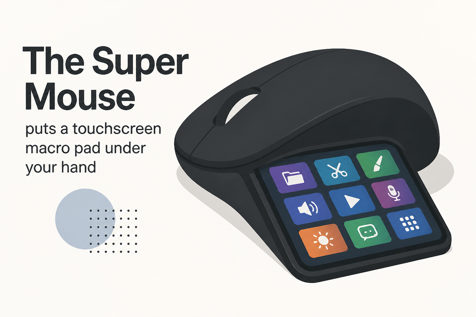 The Super Mouse puts a touchscreen macro pad under your hand
