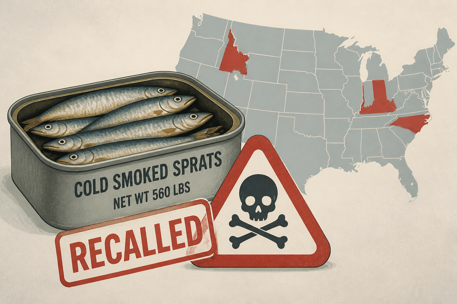 560 lbs of cold smoked sprats recalled in 3 states over deadly botulism risk