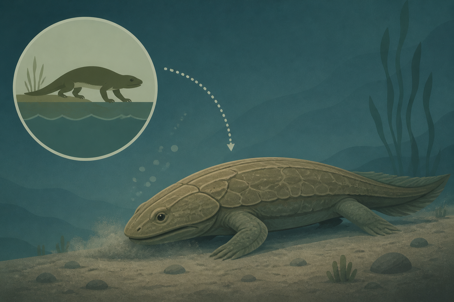 Ancient armored bottom-feeder is first seagoing amphibian
