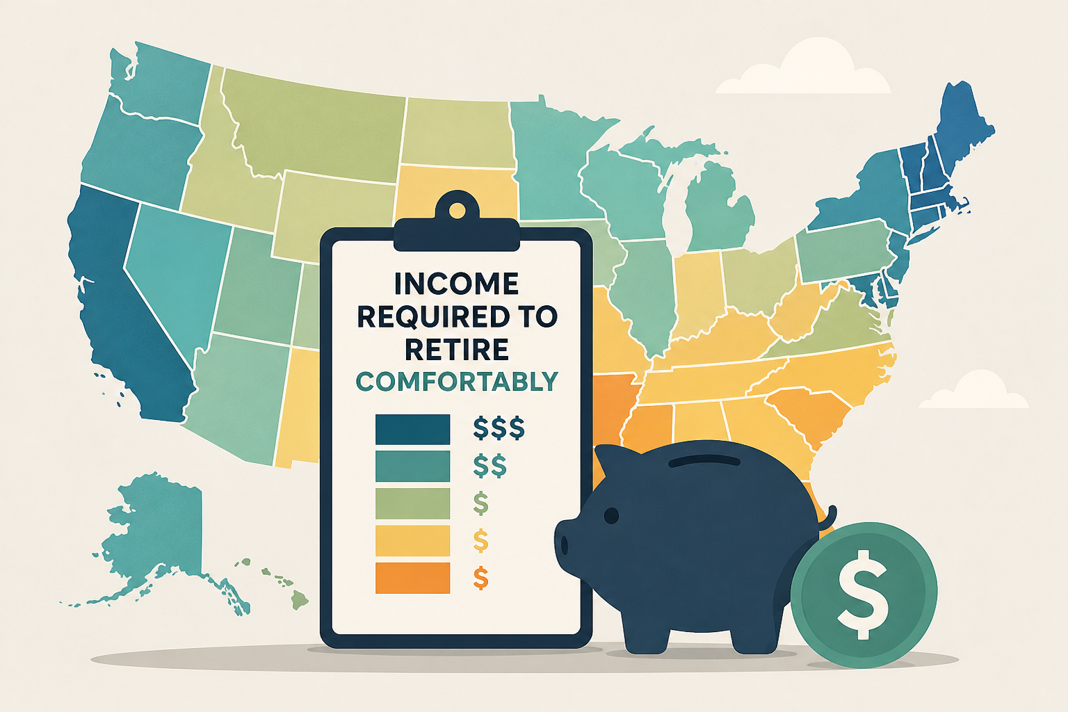 The income required to retire comfortably in each state