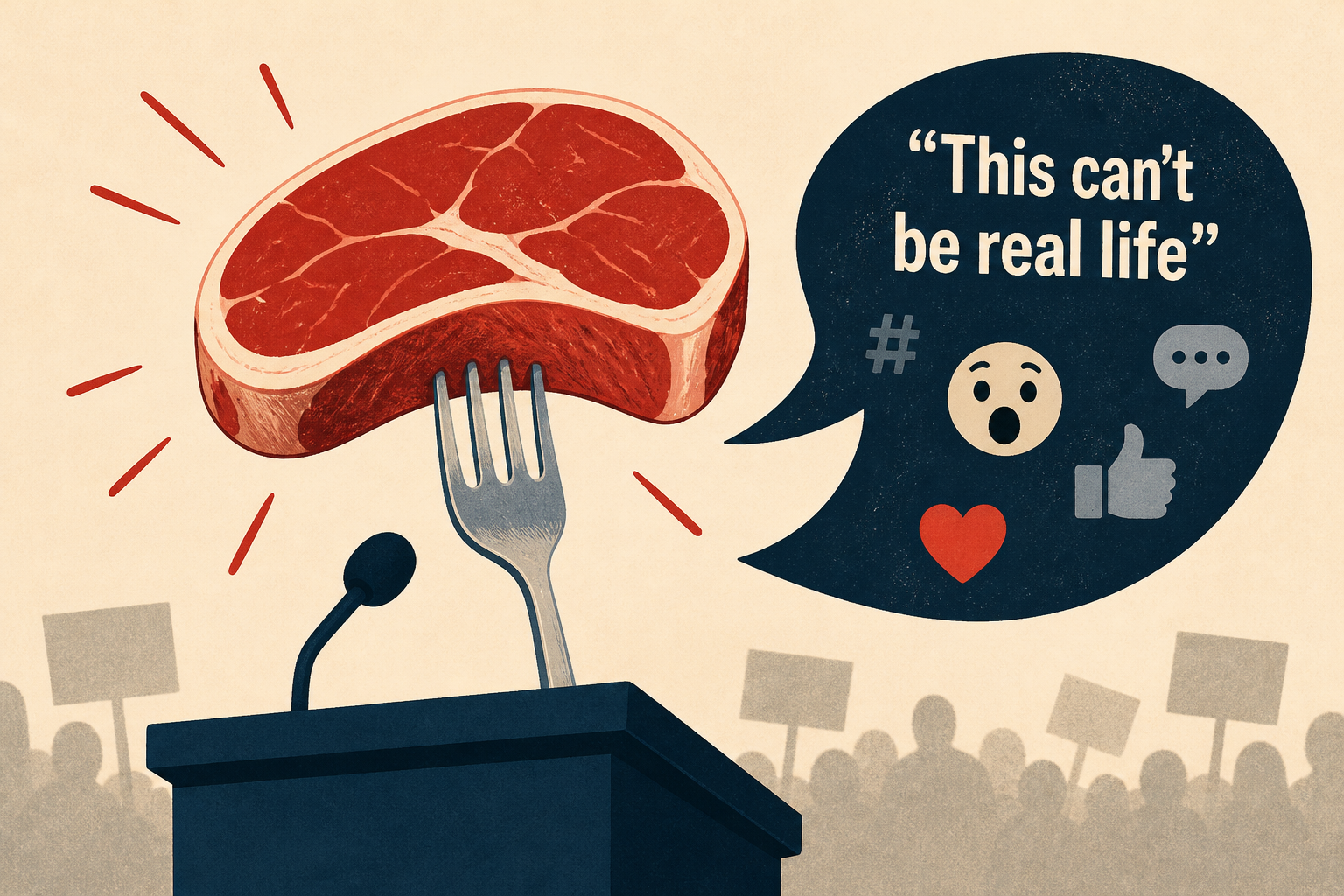 ‘This can’t be real life’: Internet reacts after Trump raves about how much he loves meat at rally