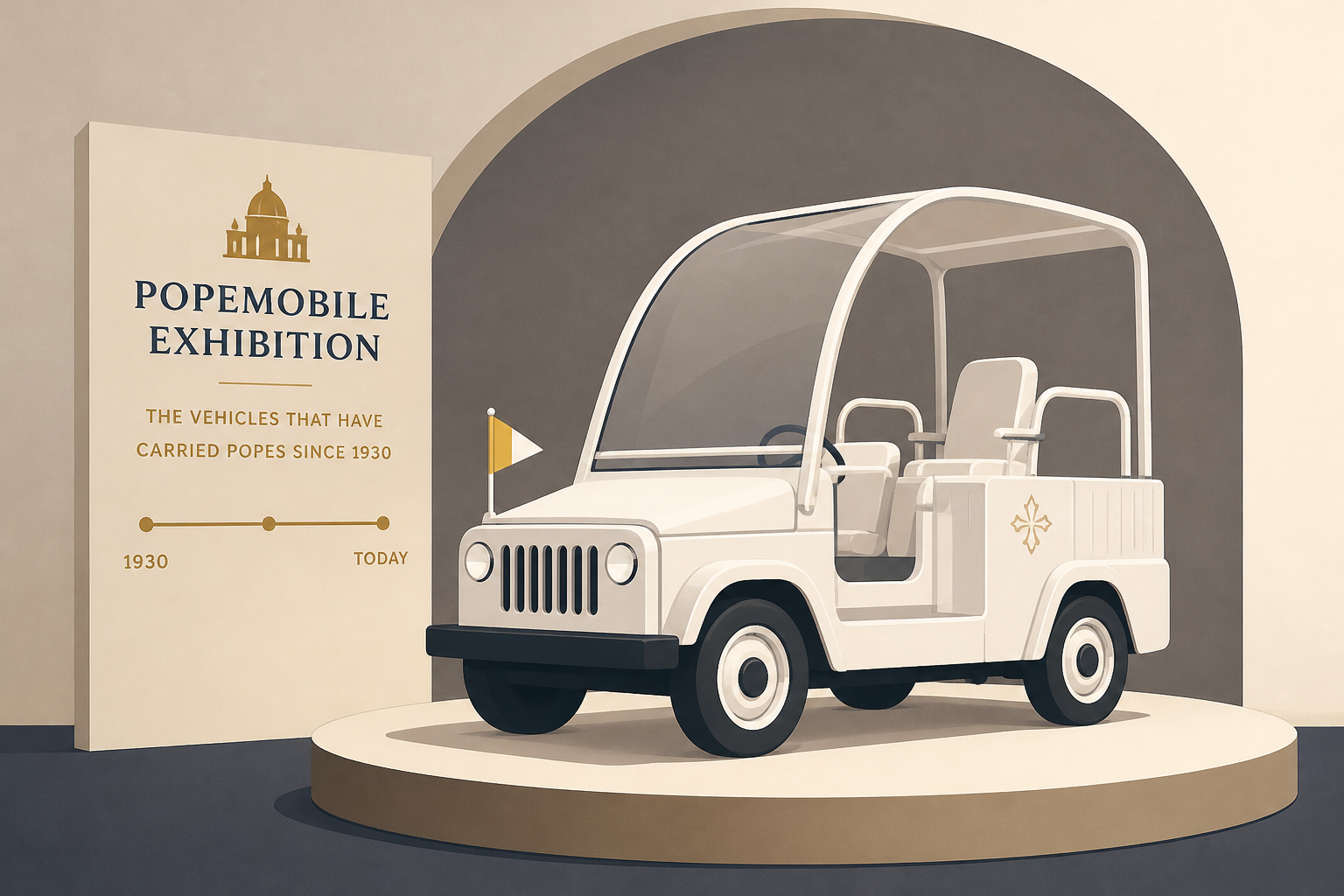 A popemobile exhibition is unveiled at the Vatican, featuring the vehicle popes have used since 1930