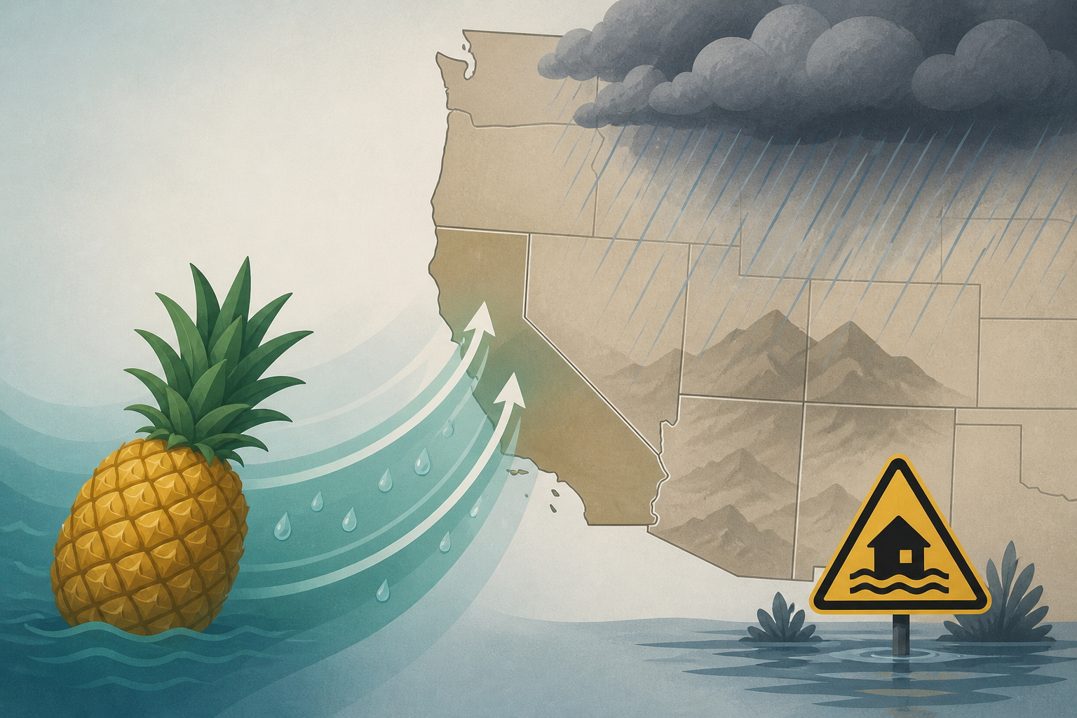 Pineapple express a flood threat to California, Southwest